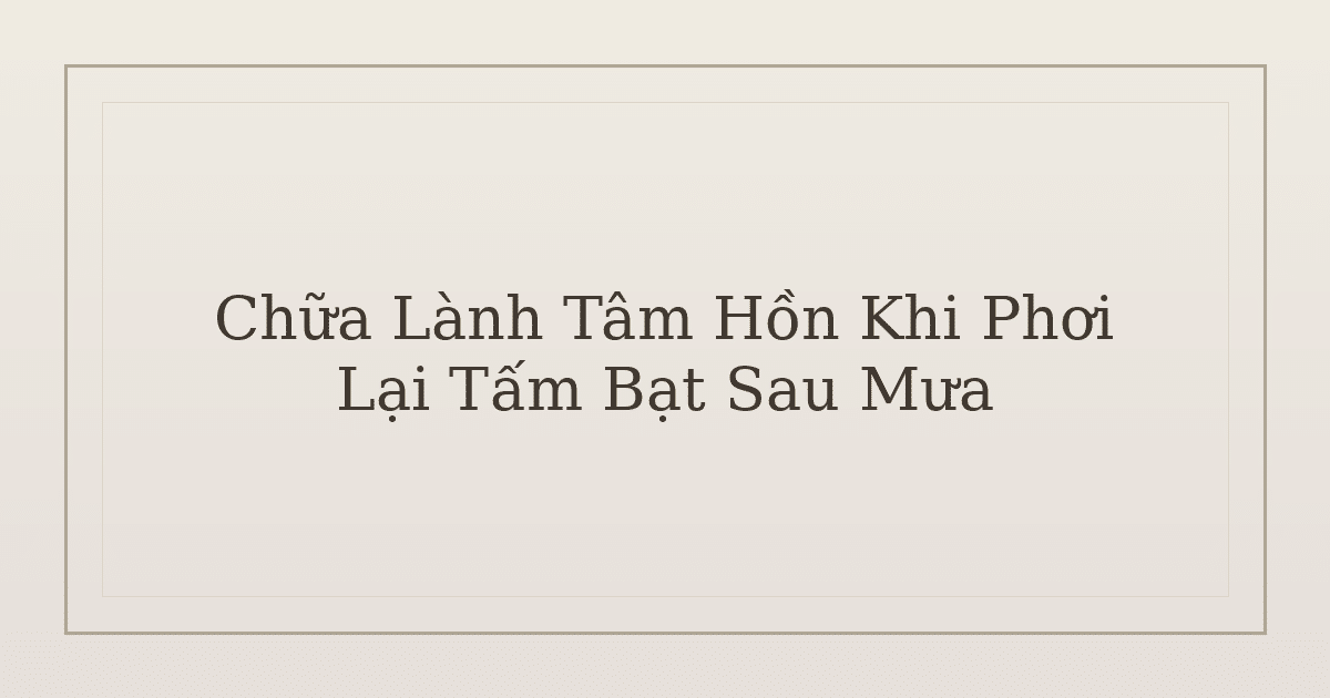 chữa lành tâm hồn khi phơi lại tấm bạt sau mưa - Chữa Lành Tâm Hồn Khi Phơi Lại Tấm Bạt Sau Mưa